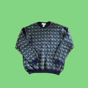 Tricots St Raphael Collection Merino Wool Sweater Size M 100% Wool Plaid